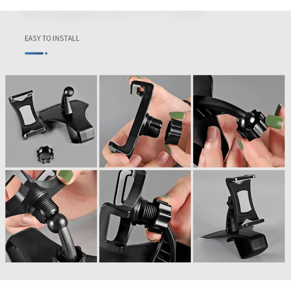 3 in 1 Car GPS Smartphone Holder: Dashboard / Visor Clamp   AC Grid Clip for Sharp 507SH - Black