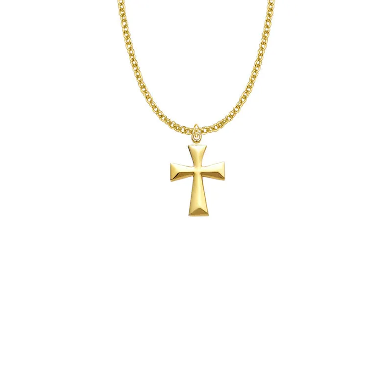 7/8 Inch 10KT Gold Filled Flared Cross Necklace