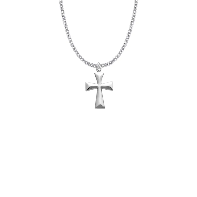 7/8 Inch Sterling Silver Flared Cross Necklace