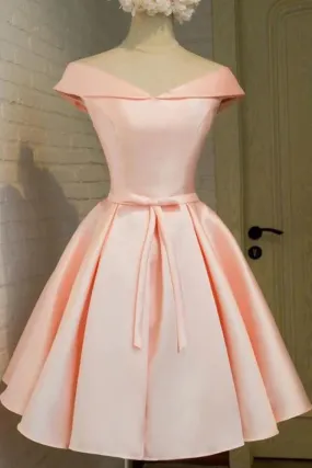 A Line Homecoming Dresses Off The Shoulder Satin With Sash
