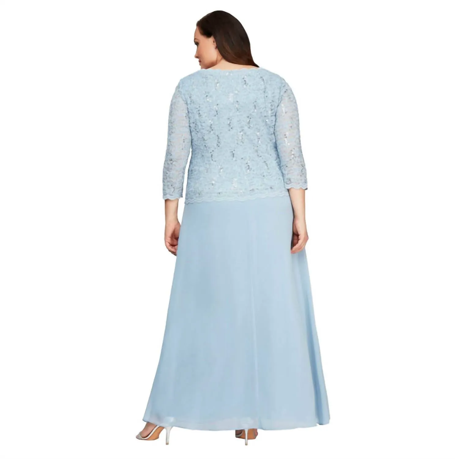 Alex Evenings - Sequin Lace Chiffon Faux Two-piece Long Dress