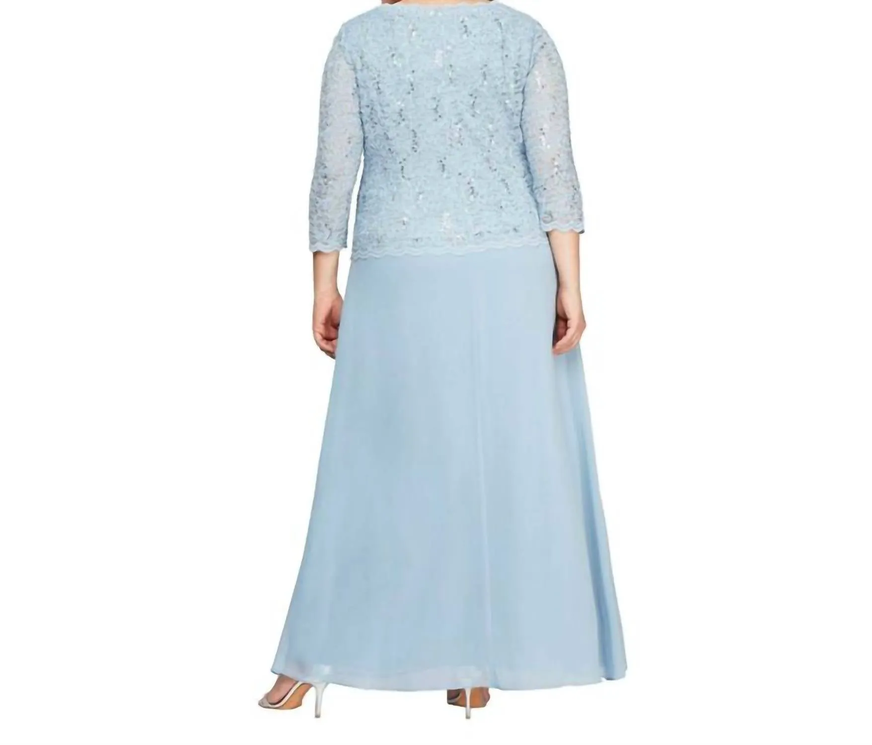 Alex Evenings - Sequin Lace Chiffon Faux Two-piece Long Dress
