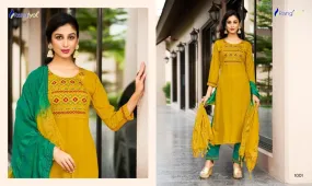 ANUSHA VOL 1 RAYON KURTI WITH BOTTOM AND DUPATTA