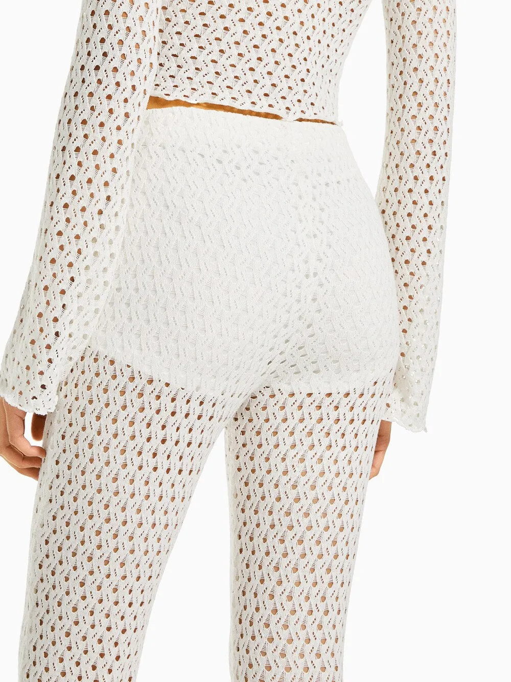 Bershka flared trousers, white