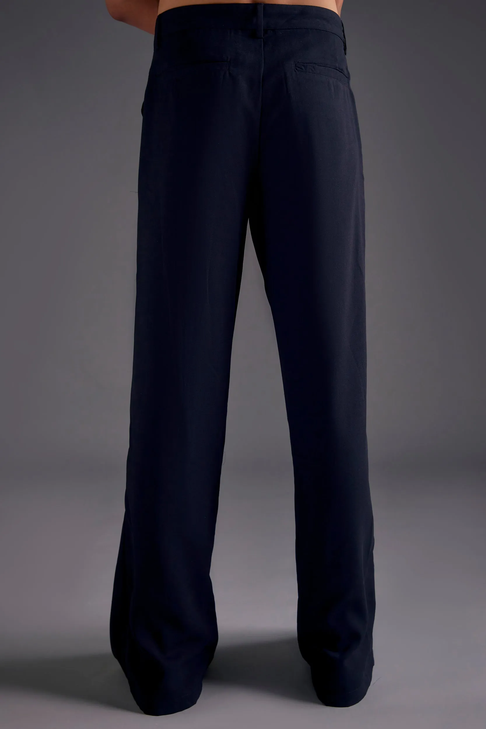 Black Heathermoss Front Pleated Trousers