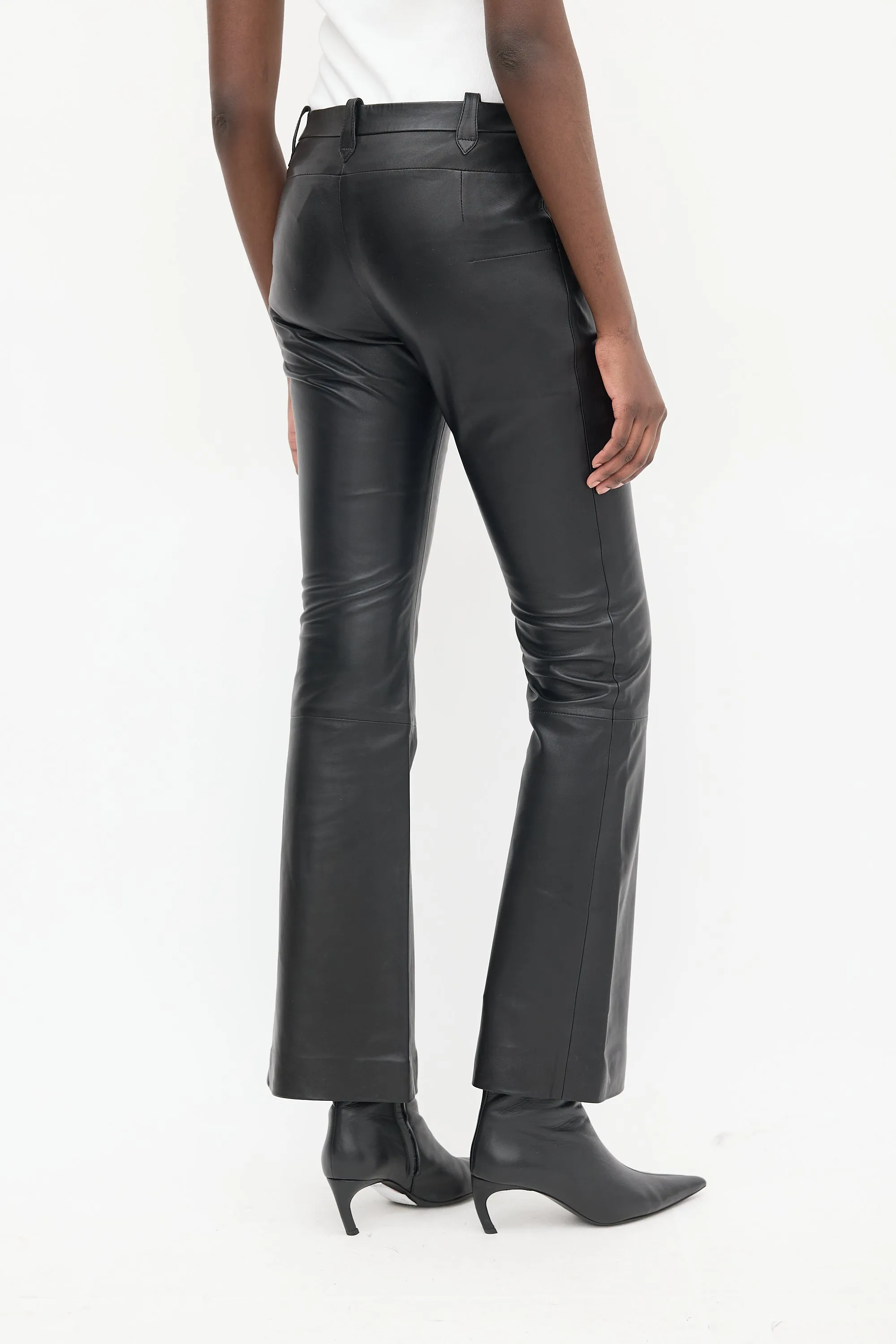 Black Leather Flared Trouser