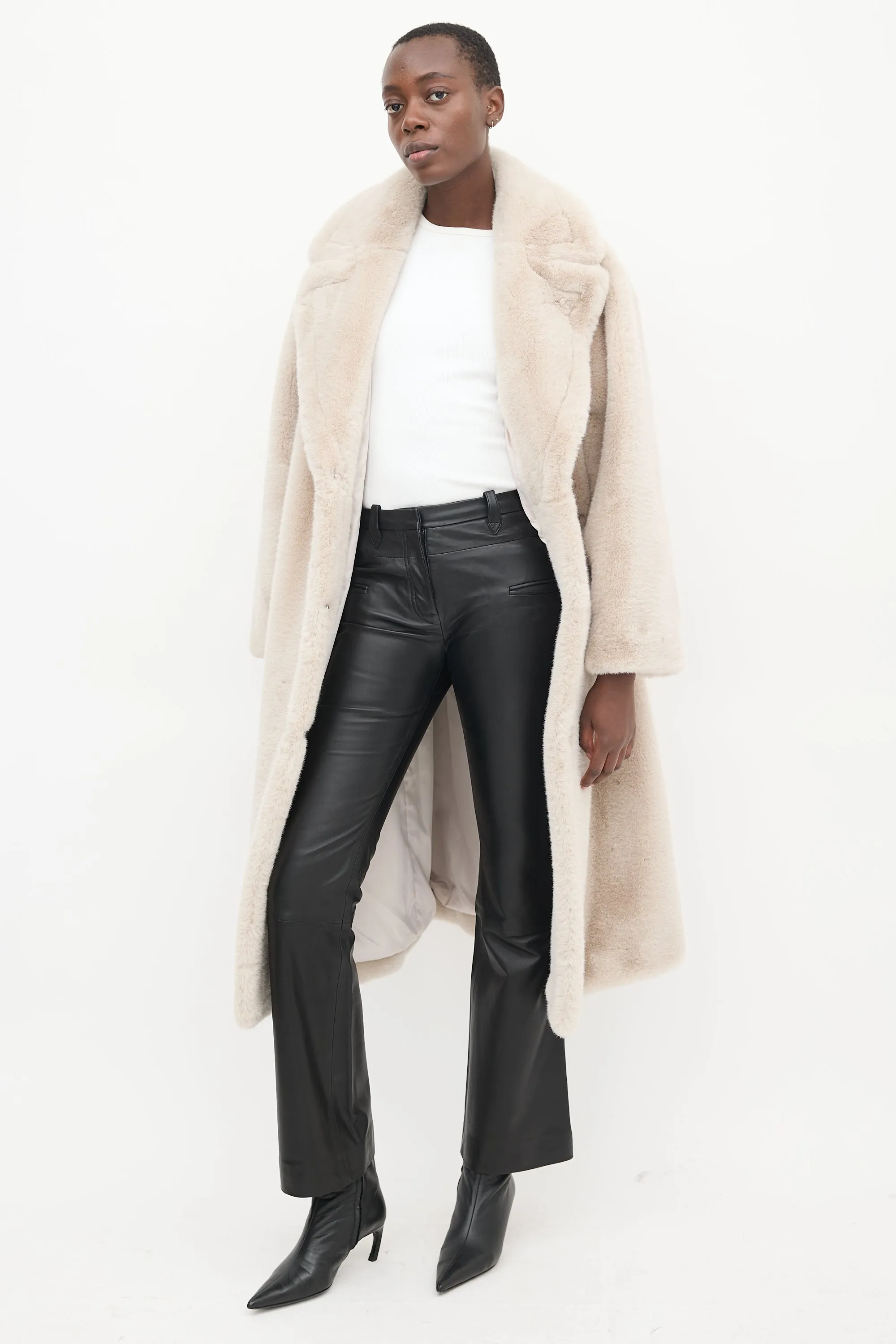 Black Leather Flared Trouser