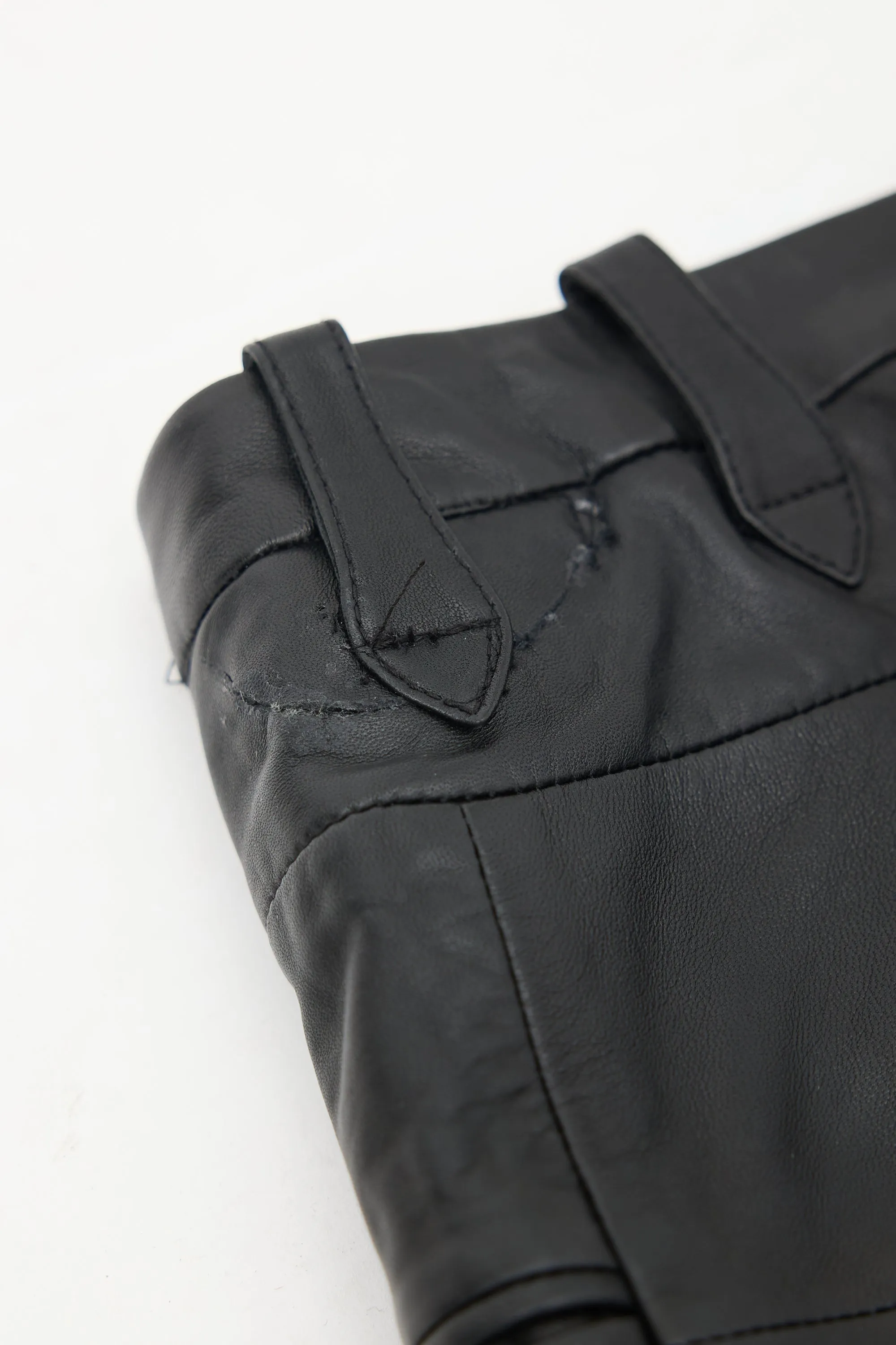 Black Leather Flared Trouser