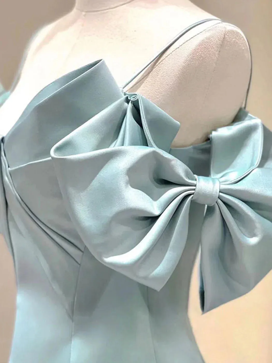 Blue A-Line Satin Long Prom Dresses Long Formal Dresses Elegant Evening Dress december wedding guest dress