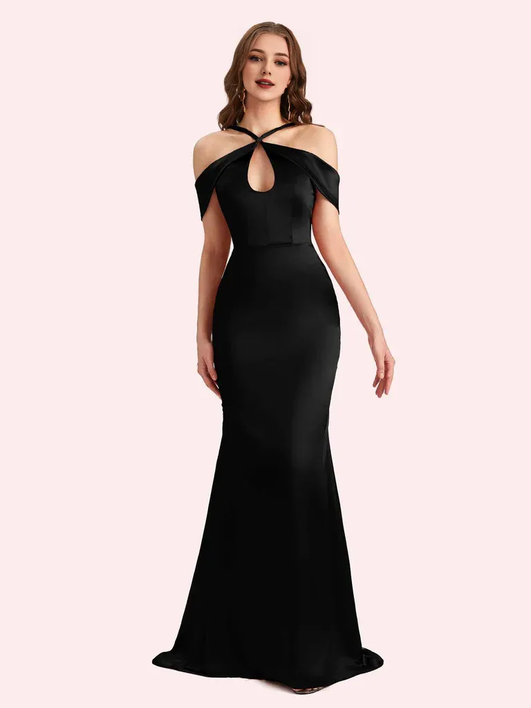 Bridesmaid Dresses For Wedding Off Shouder Spaghetti Straps Mermaid Soft Satin