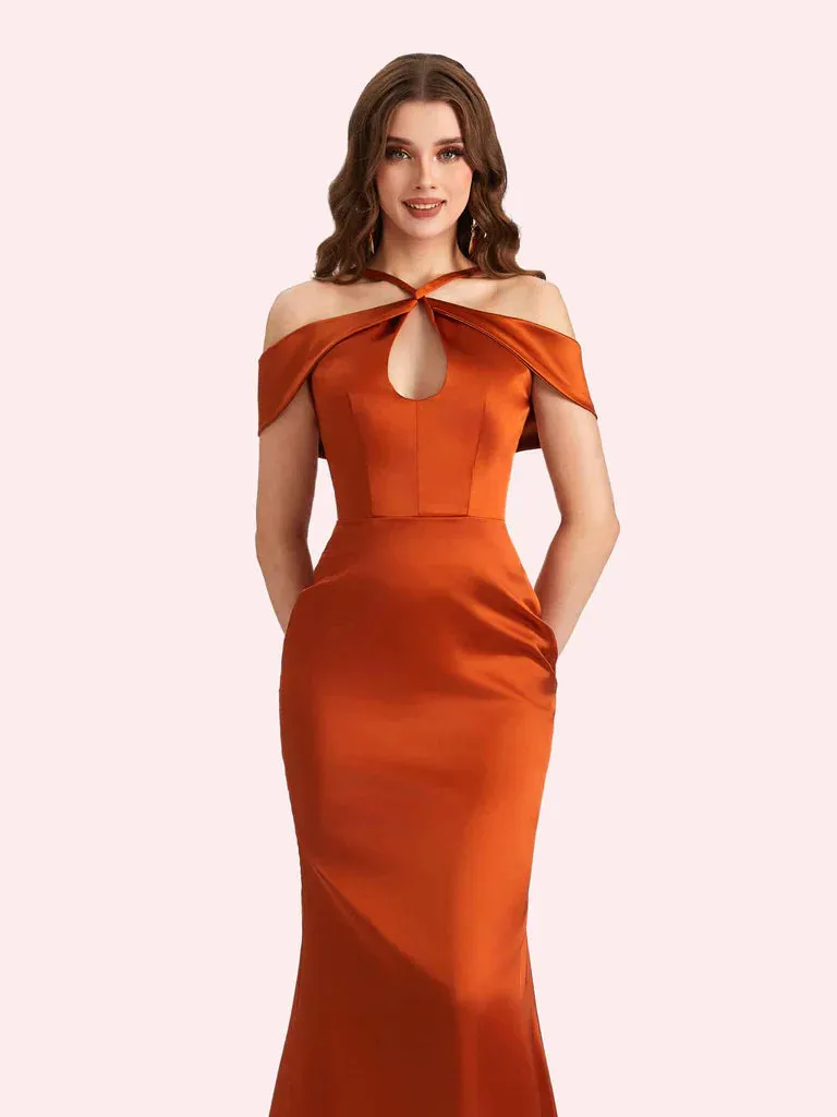 Bridesmaid Dresses For Wedding Off Shouder Spaghetti Straps Mermaid Soft Satin