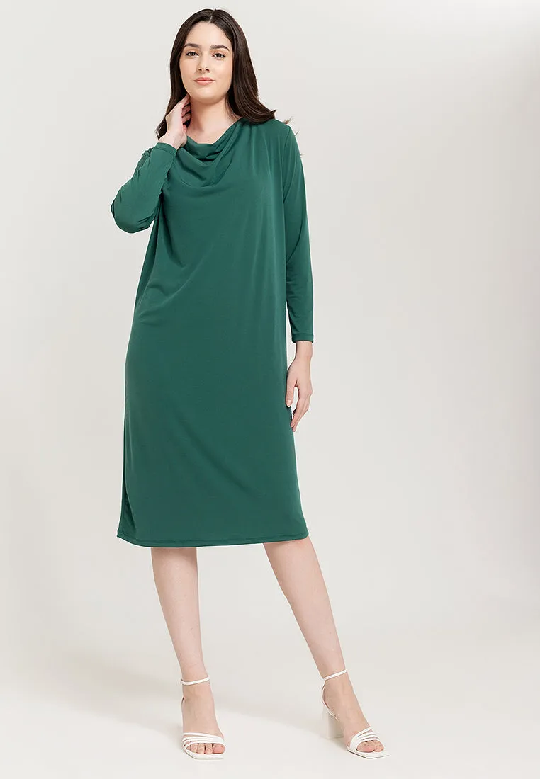 Dana Cowl Neckline Jersey Midi Dress