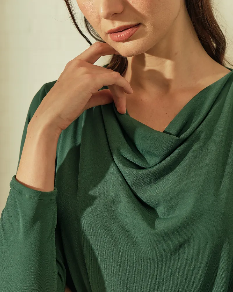 Dana Cowl Neckline Jersey Midi Dress