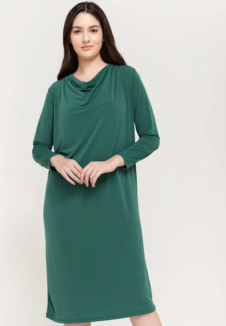 Dana Cowl Neckline Jersey Midi Dress