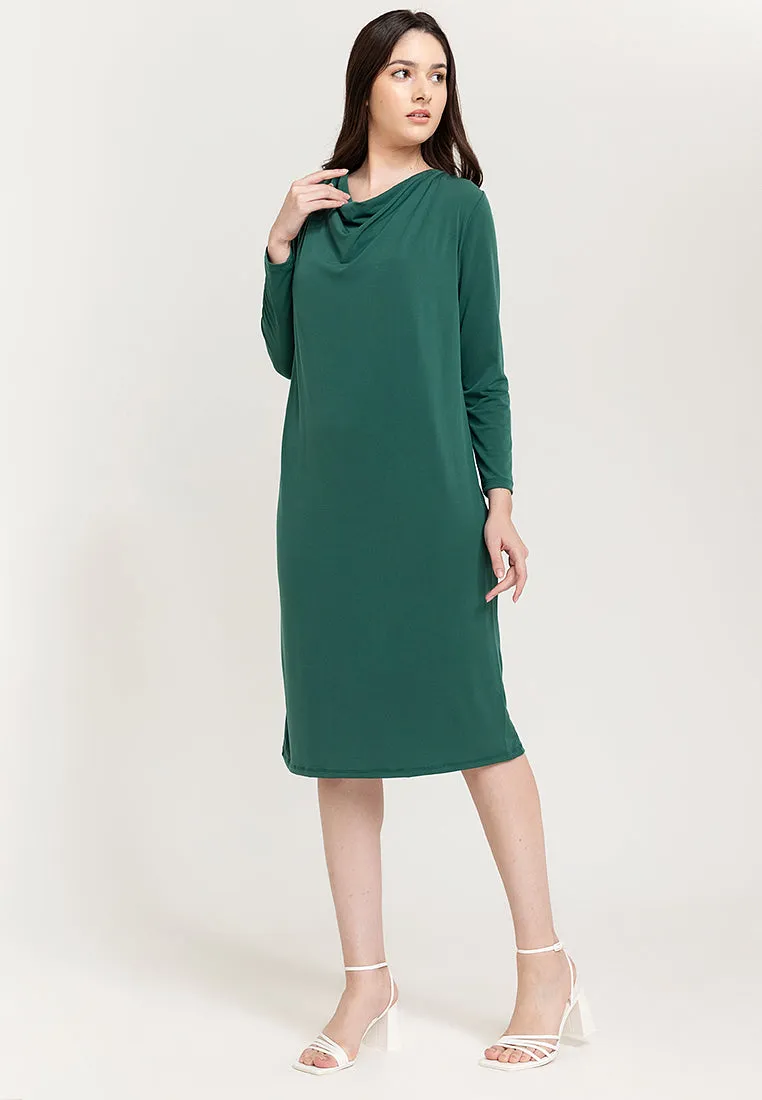 Dana Cowl Neckline Jersey Midi Dress