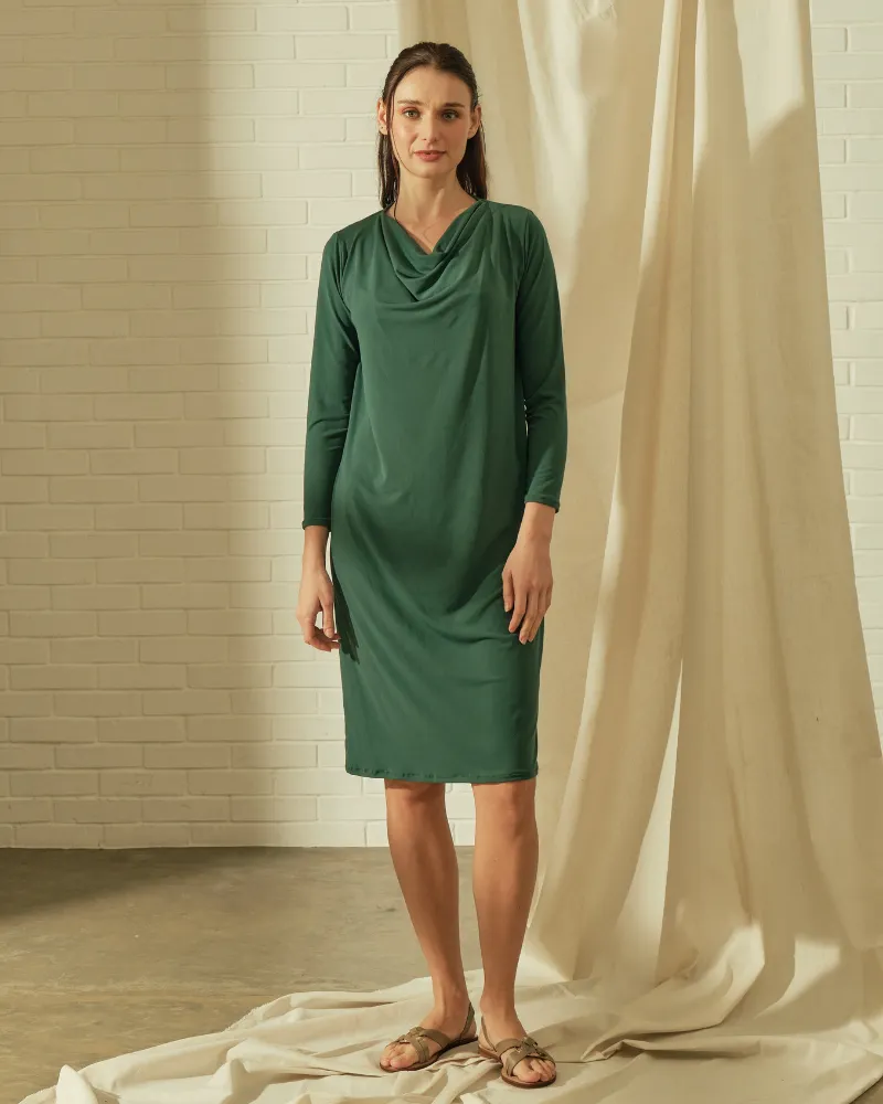 Dana Cowl Neckline Jersey Midi Dress