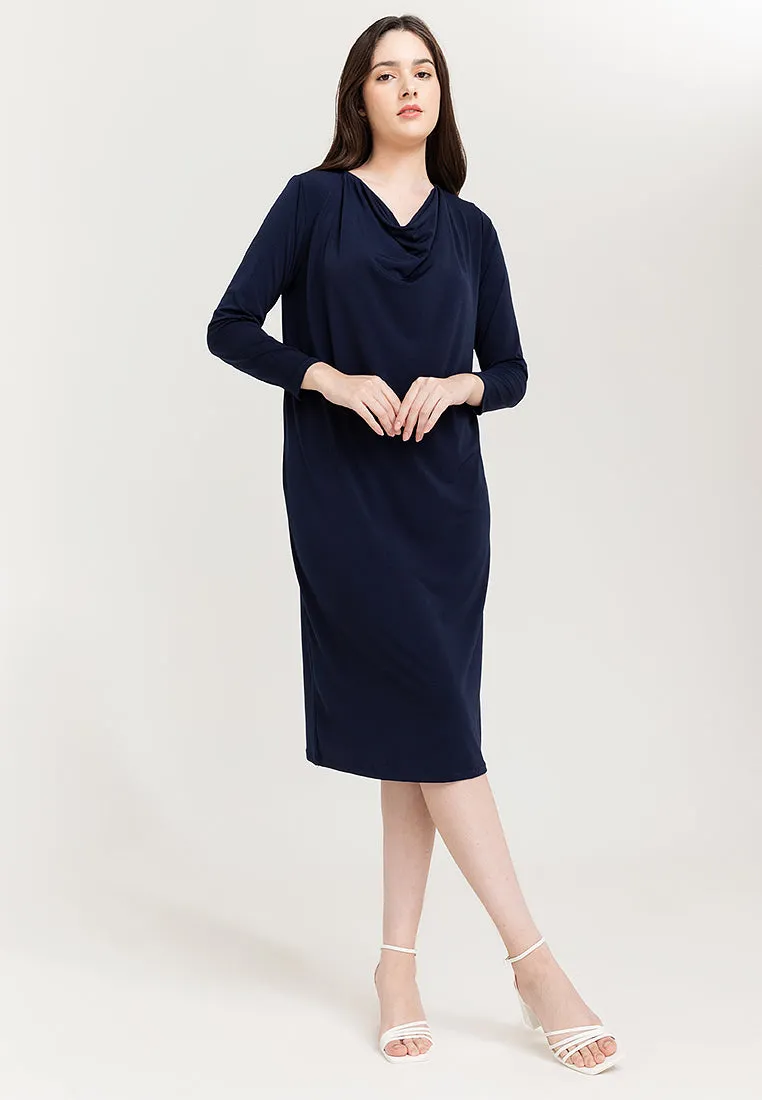 Dana Cowl Neckline Jersey Midi Dress