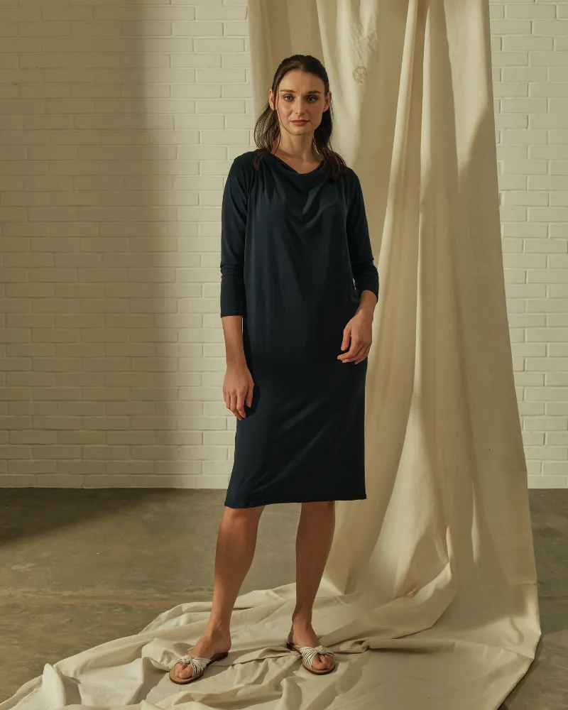 Dana Cowl Neckline Jersey Midi Dress
