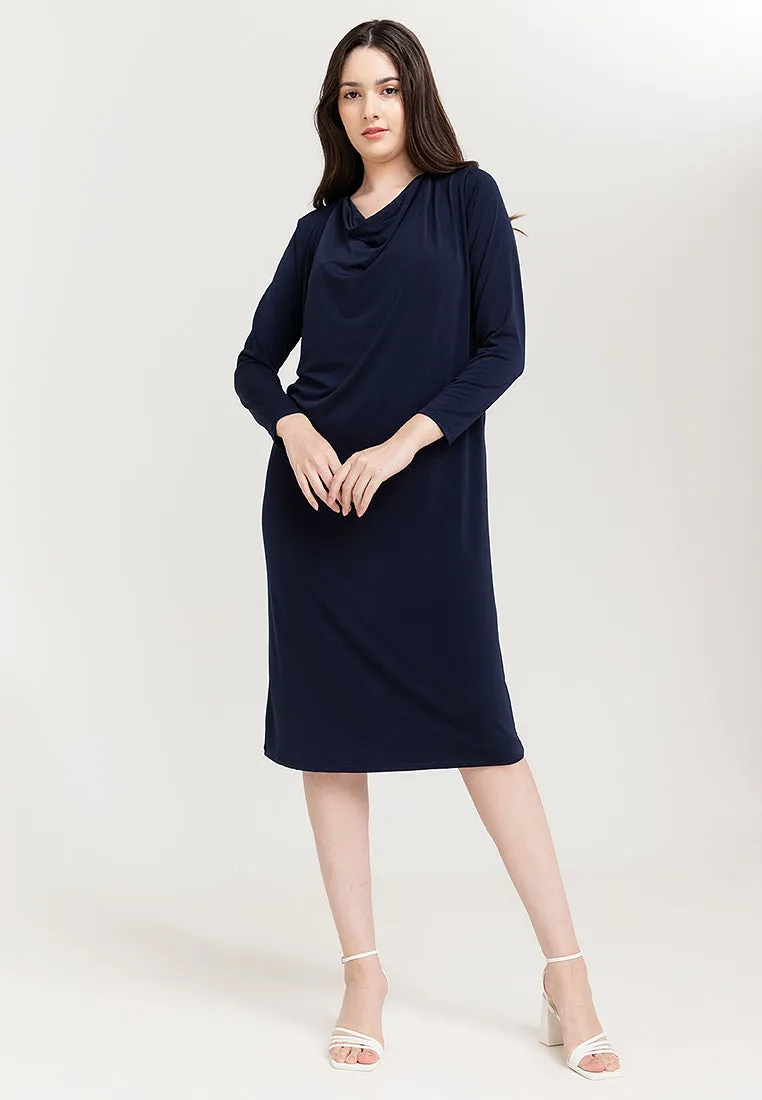 Dana Cowl Neckline Jersey Midi Dress