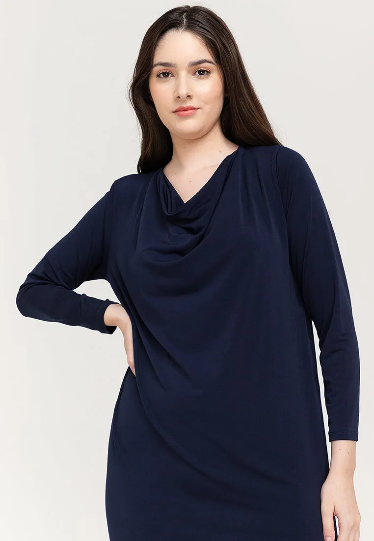 Dana Cowl Neckline Jersey Midi Dress