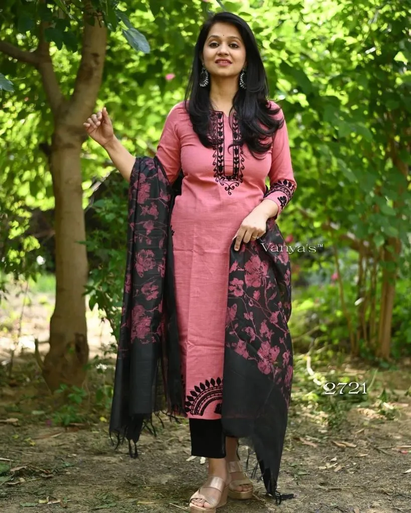 Designer Party Wear Cotton Suite with Kurta Pent with Dupptta