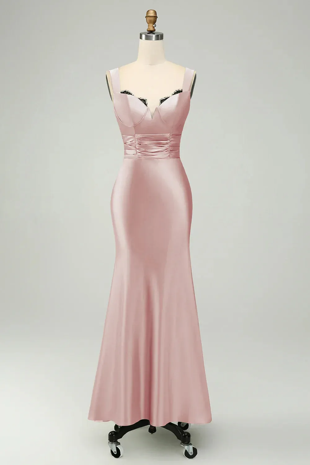 Elegant Mermaid Prom Dresses Asymmetrical Satin Bridesmaid Dress Green