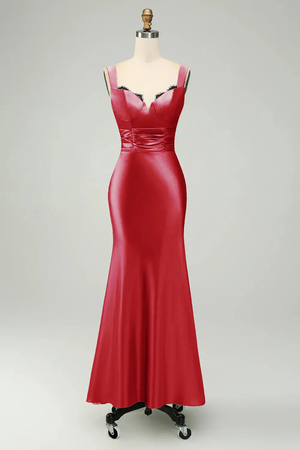 Elegant Mermaid Prom Dresses Asymmetrical Satin Bridesmaid Dress Green