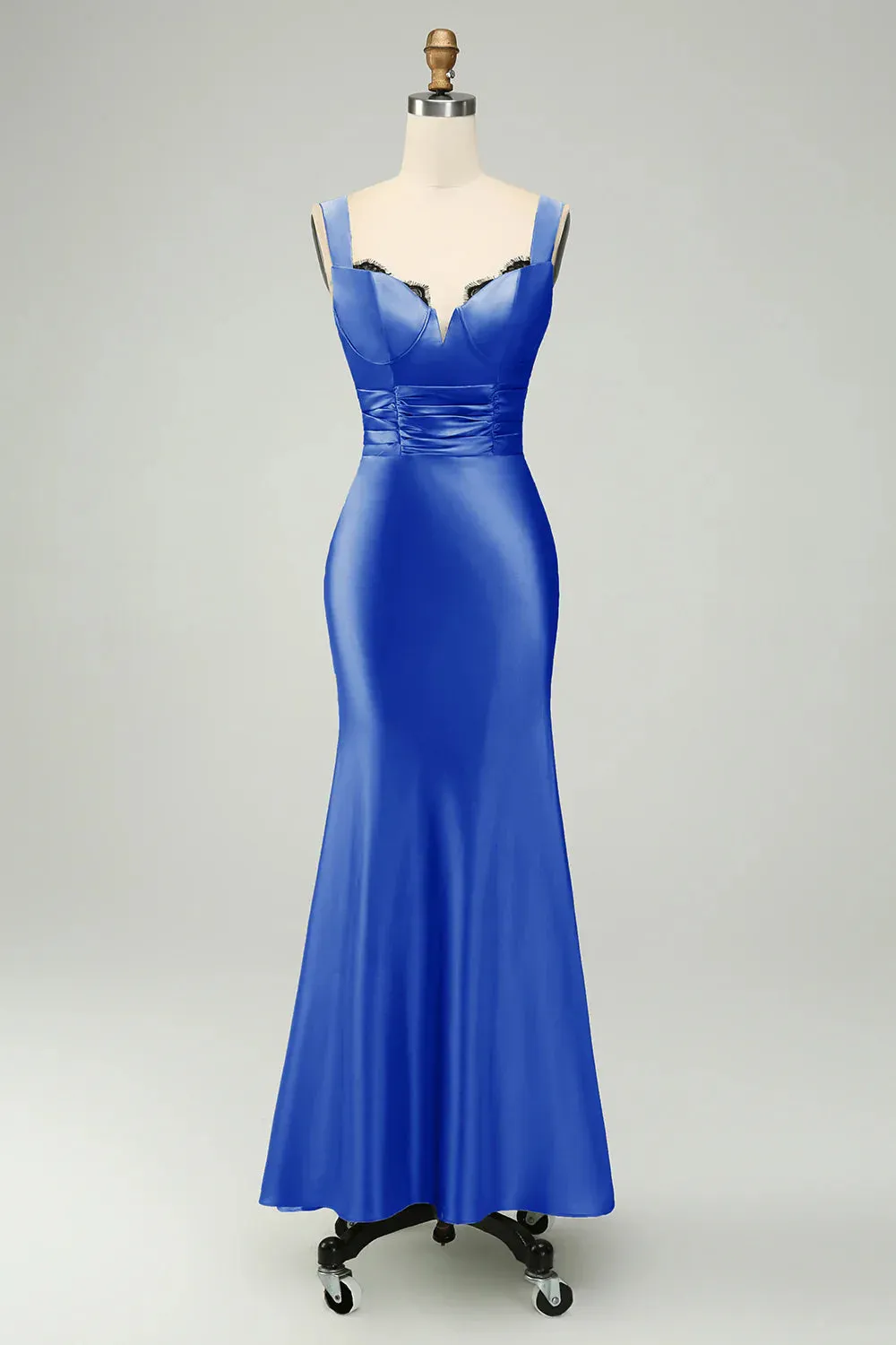 Elegant Mermaid Prom Dresses Asymmetrical Satin Bridesmaid Dress Green