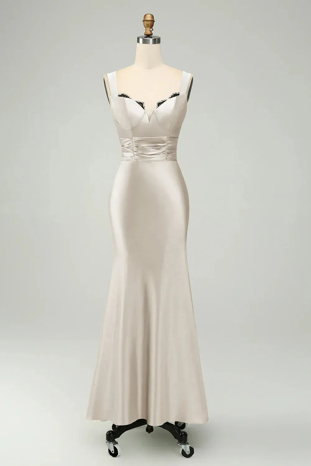Elegant Mermaid Prom Dresses Asymmetrical Satin Bridesmaid Dress Green