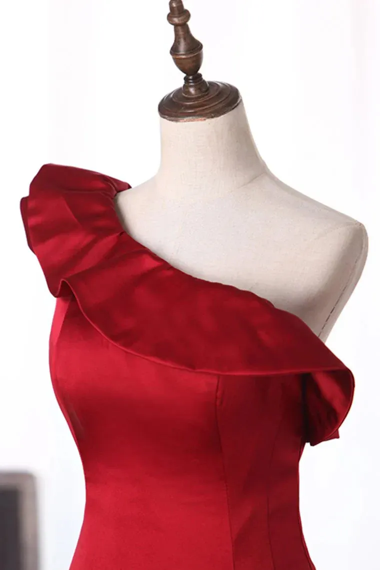 Evening Dresses Satin One Shoulder Mermaid Sweep Train