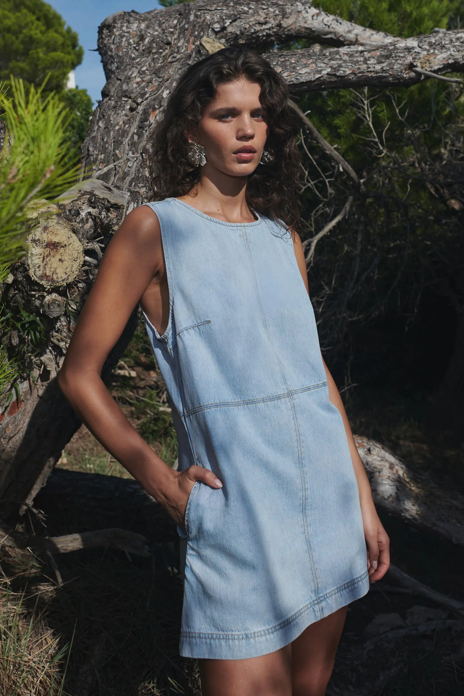 Jean Denim Mini Dress - Azul