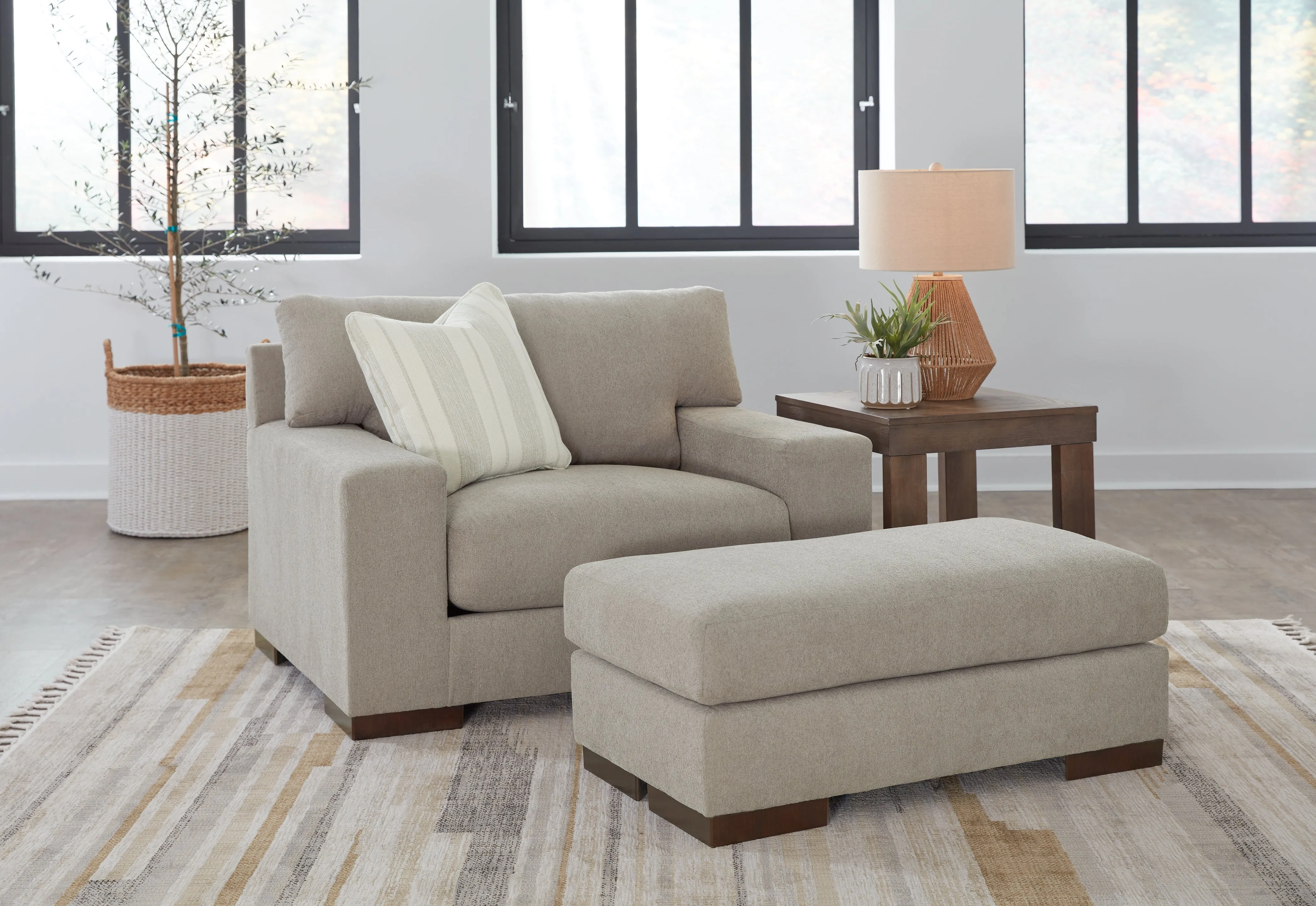 Maggie Sofa, Loveseat, Chair and Ottoman in Flax