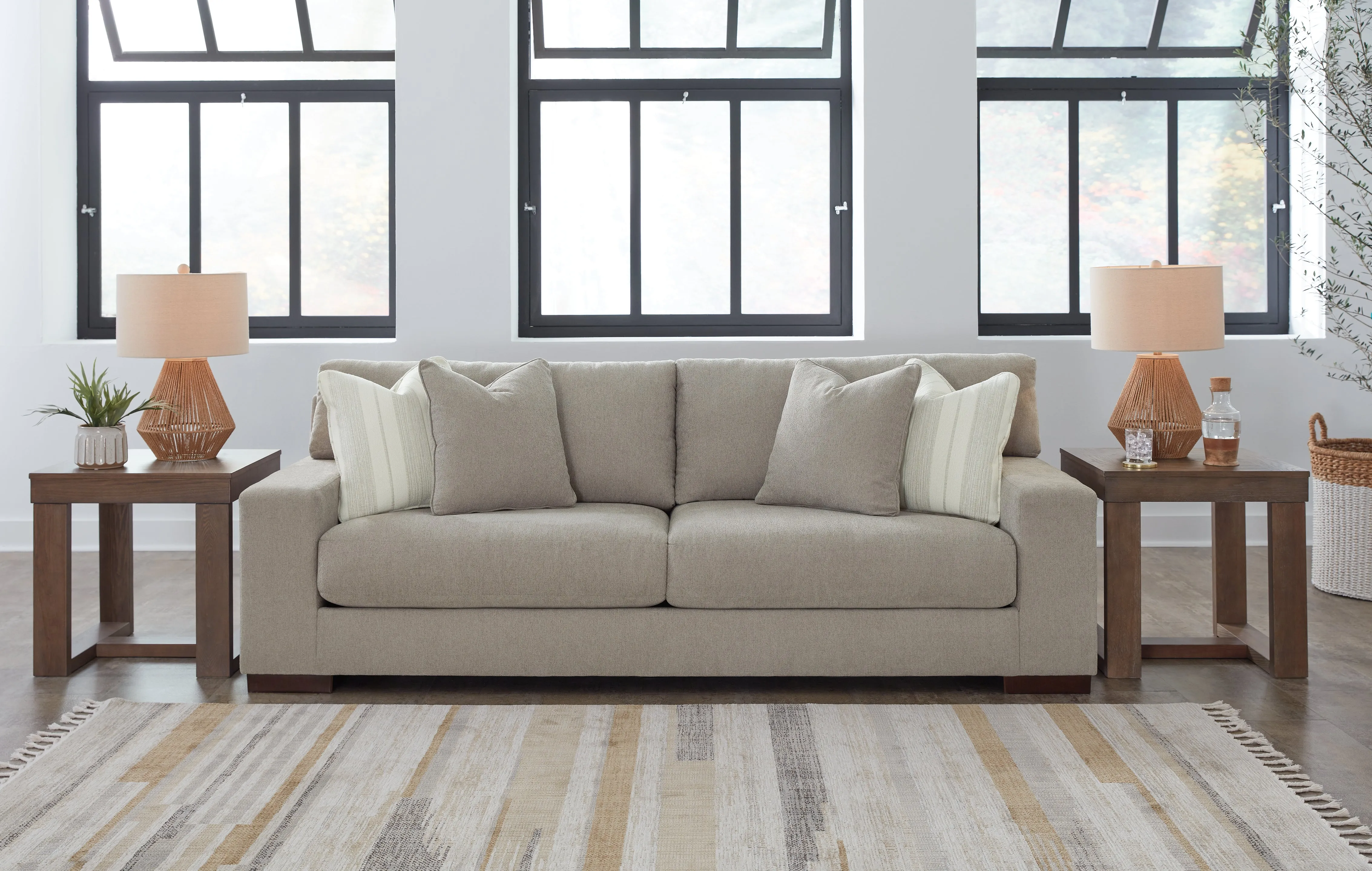 Maggie Sofa, Loveseat, Chair and Ottoman in Flax