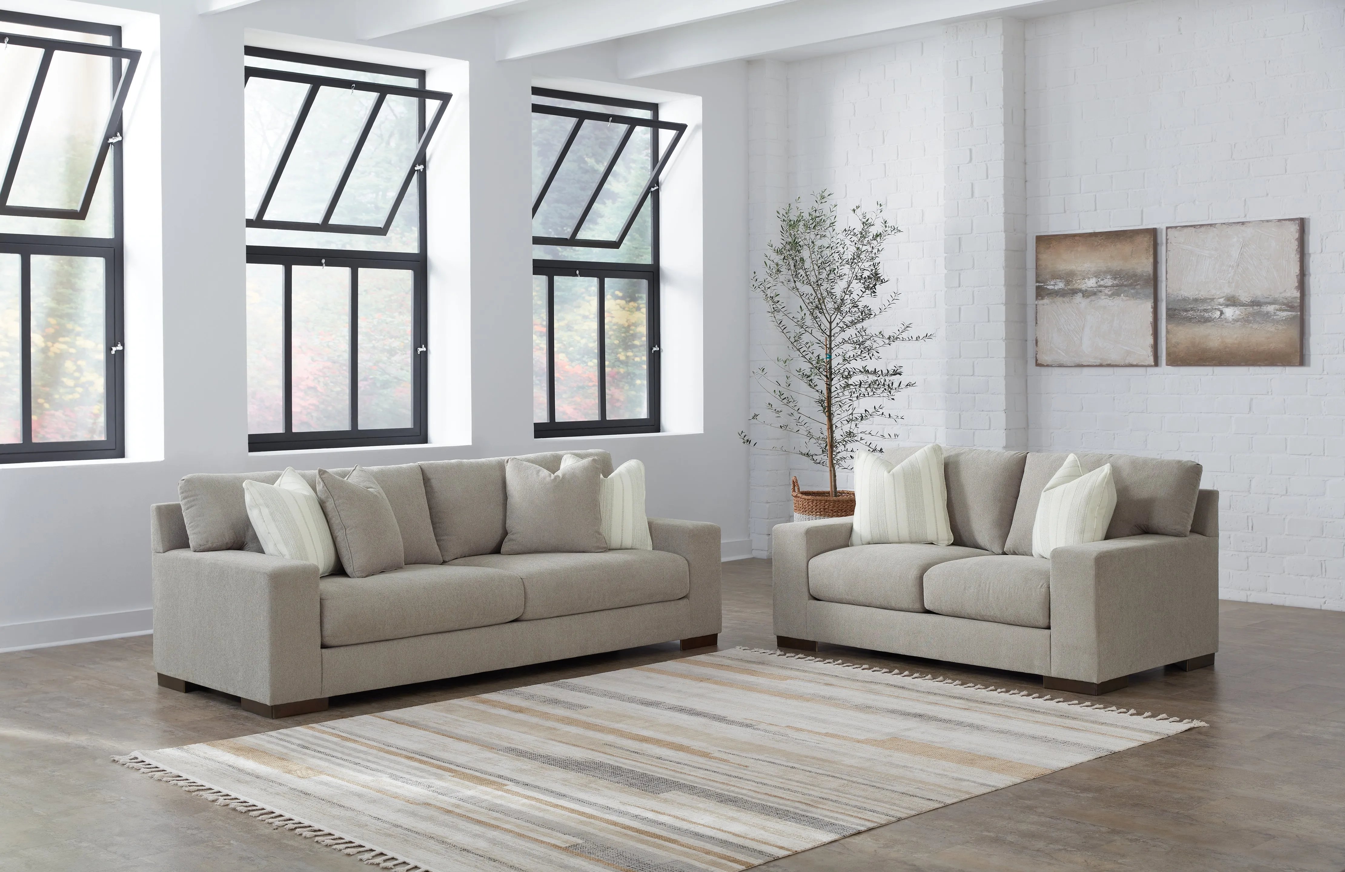 Maggie Sofa, Loveseat, Chair and Ottoman in Flax