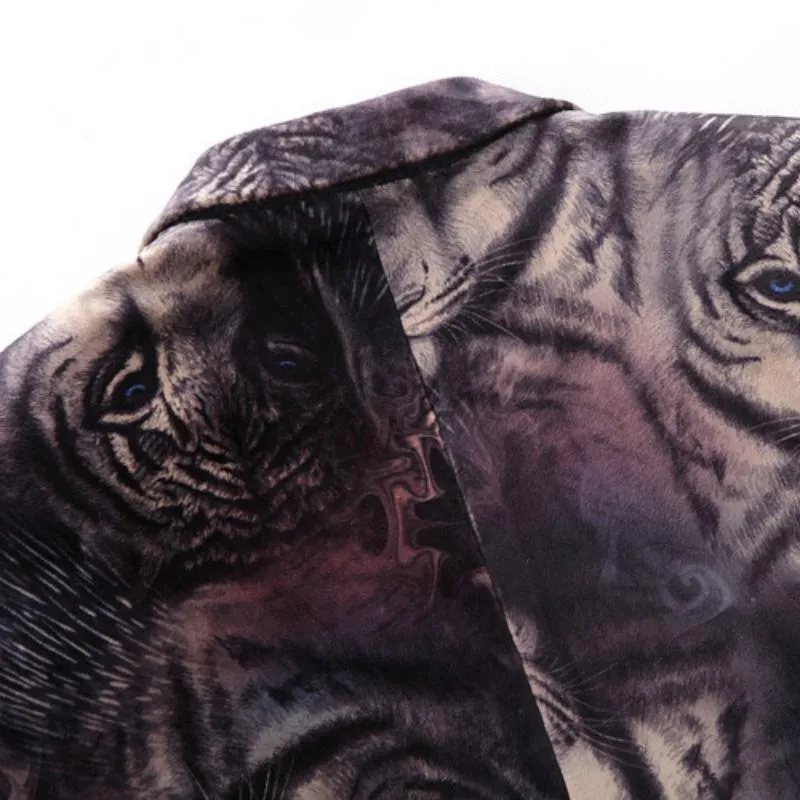 Men's Casual Slim Fit Velvet Blazer With Tigers Print