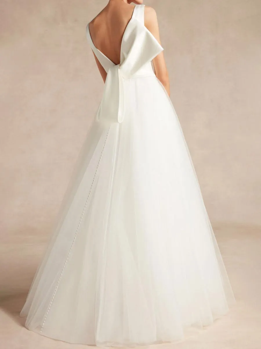 Modern A Line Wedding Dresses Sleeveless V Neck Organza