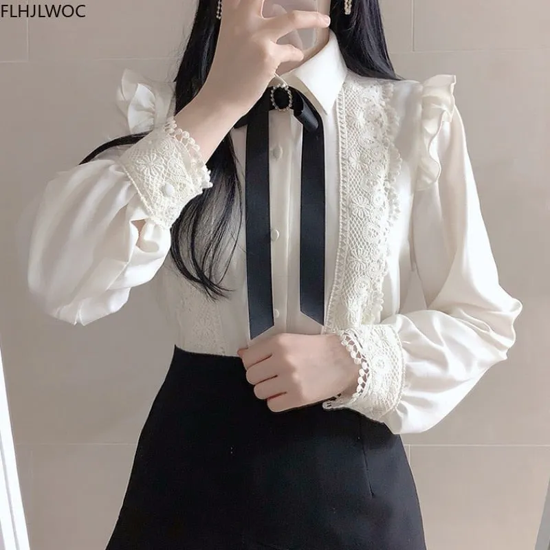 Peter Pan Collar Shirt With Riband