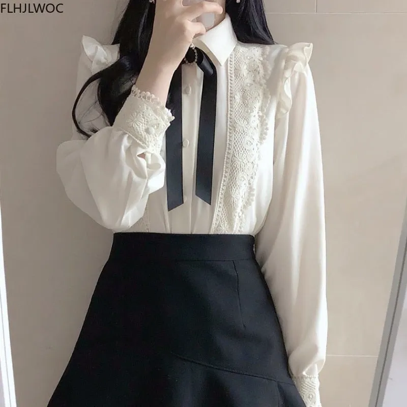 Peter Pan Collar Shirt With Riband