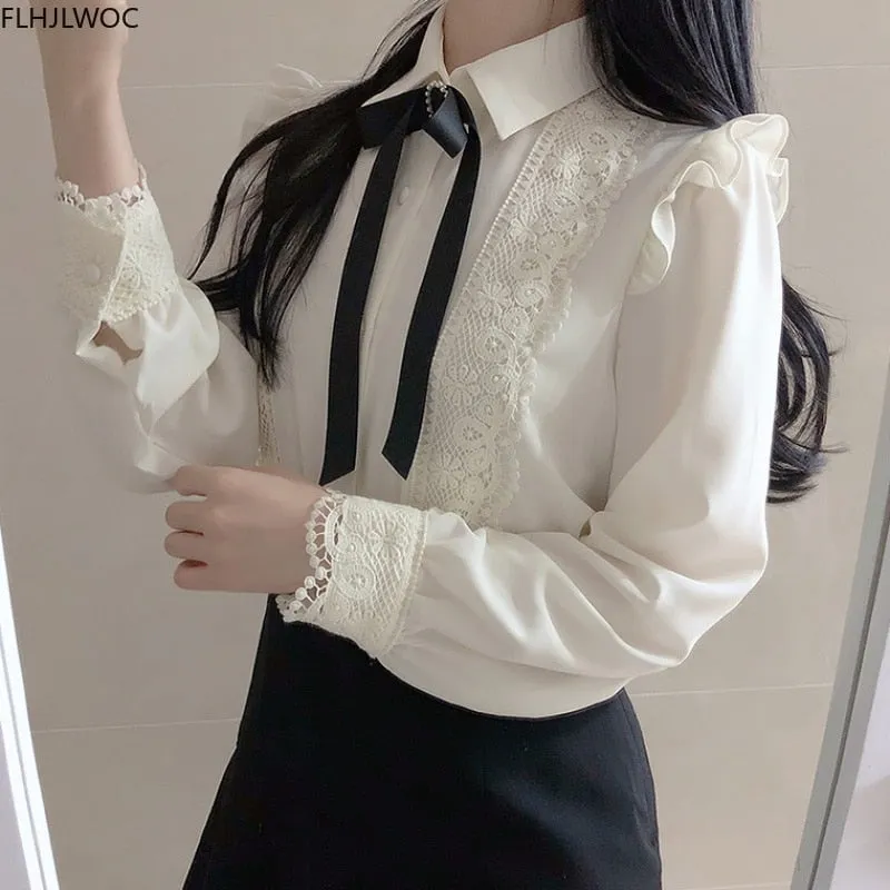 Peter Pan Collar Shirt With Riband