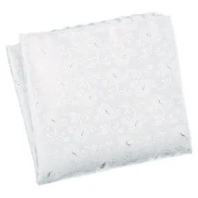 Porcelain White / Anatolian Silver Paisley Pocket Square - [2017 Spring]