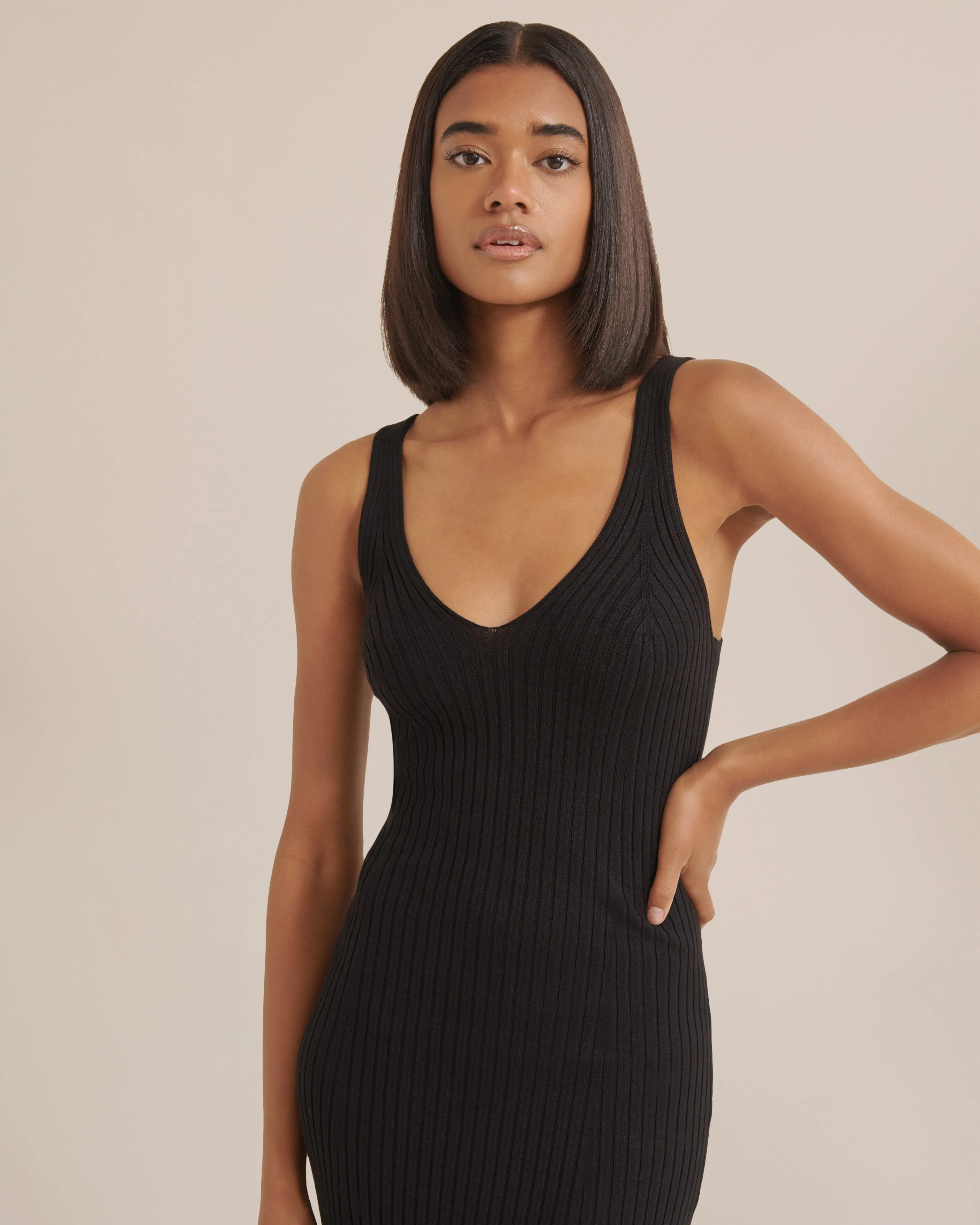 Teja V-Neck Ribbed Dress