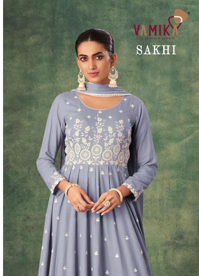 VAMIKA SAKHI 1201 RAYON KURTI WITH BOTTOM AND DUPATTA