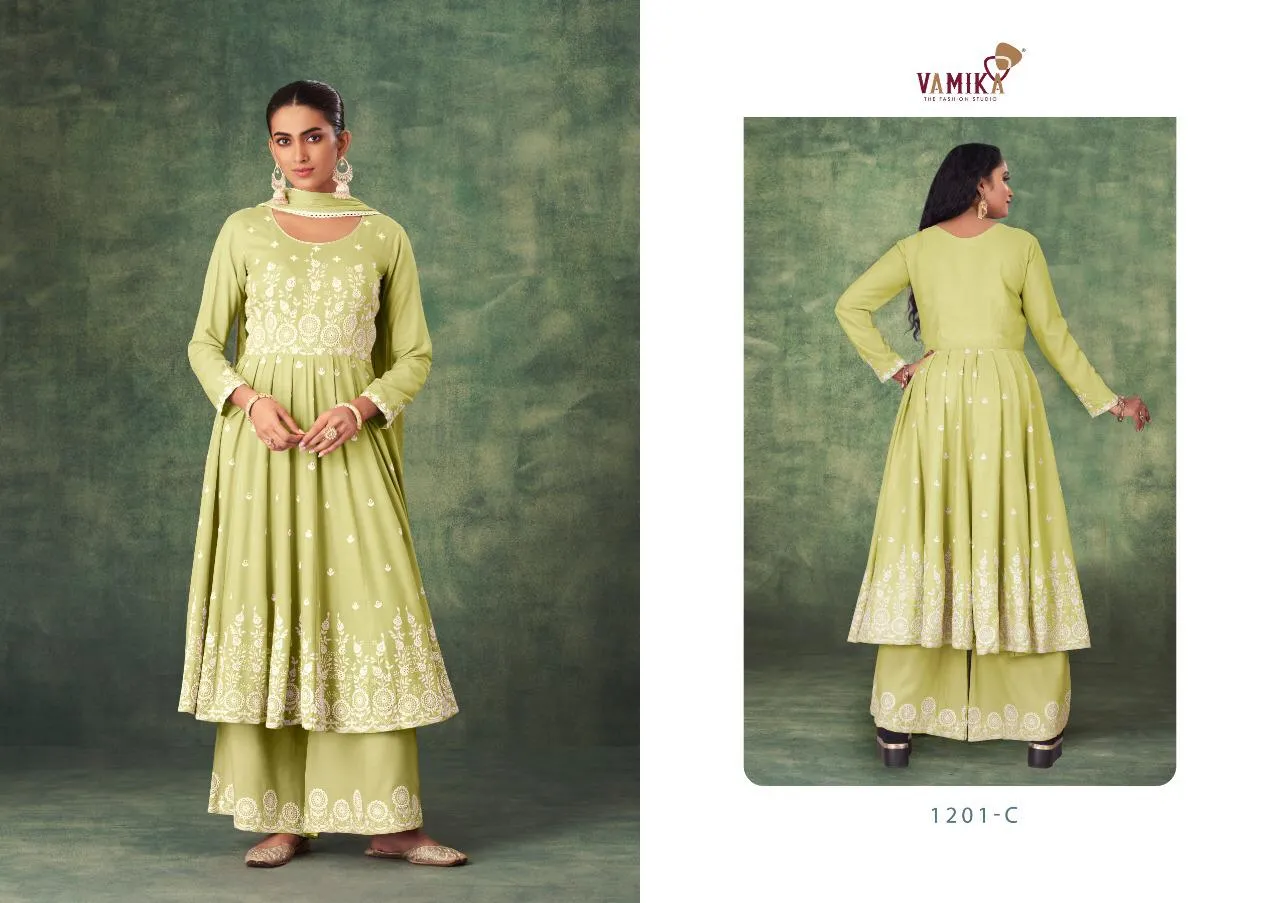 VAMIKA SAKHI 1201 RAYON KURTI WITH BOTTOM AND DUPATTA