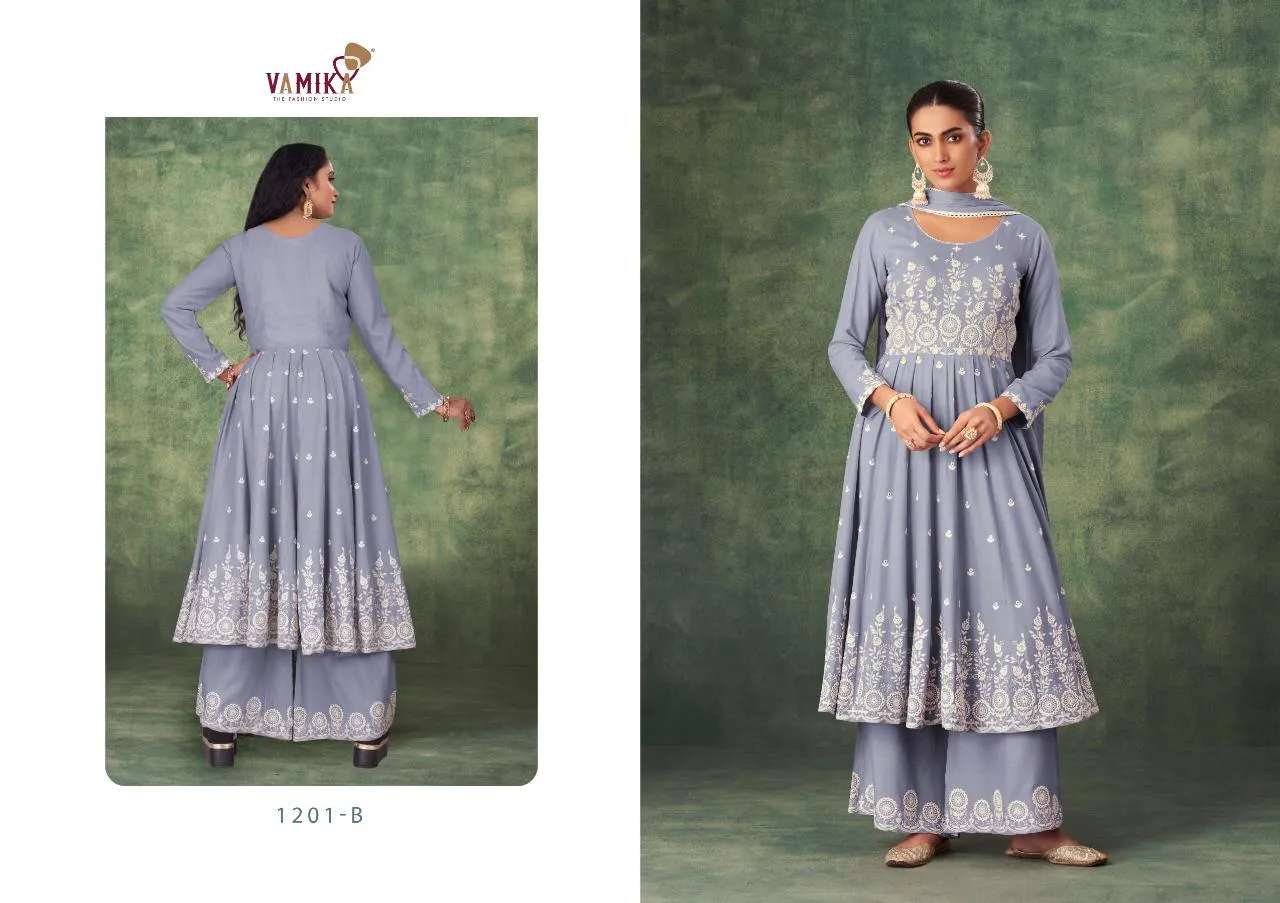 VAMIKA SAKHI 1201 RAYON KURTI WITH BOTTOM AND DUPATTA