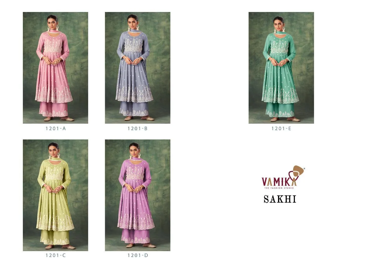 VAMIKA SAKHI 1201 RAYON KURTI WITH BOTTOM AND DUPATTA