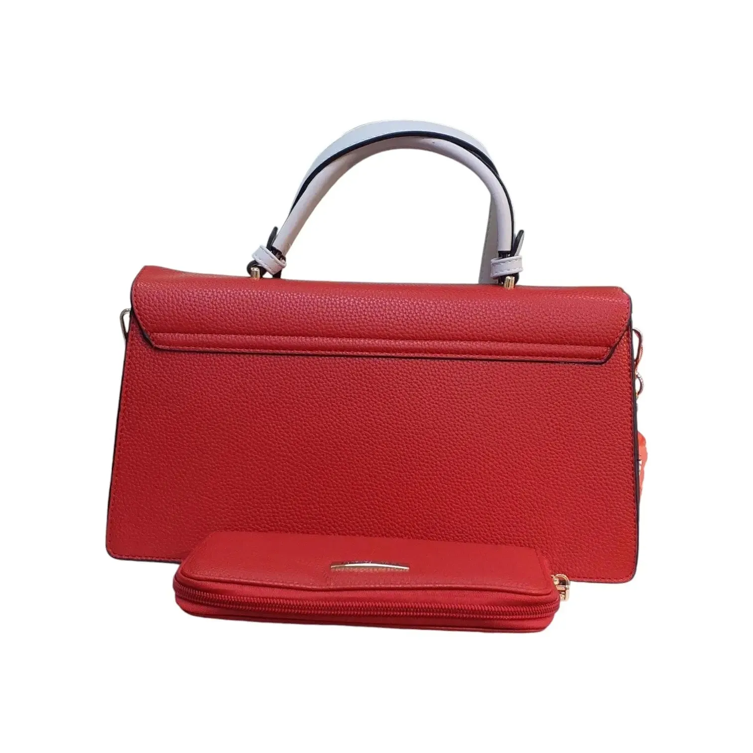 Vivq Two-Toned Stuctured Satchel Bag with Wallet Set