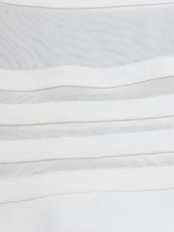White Halter Horizontal Striped Print Dress
