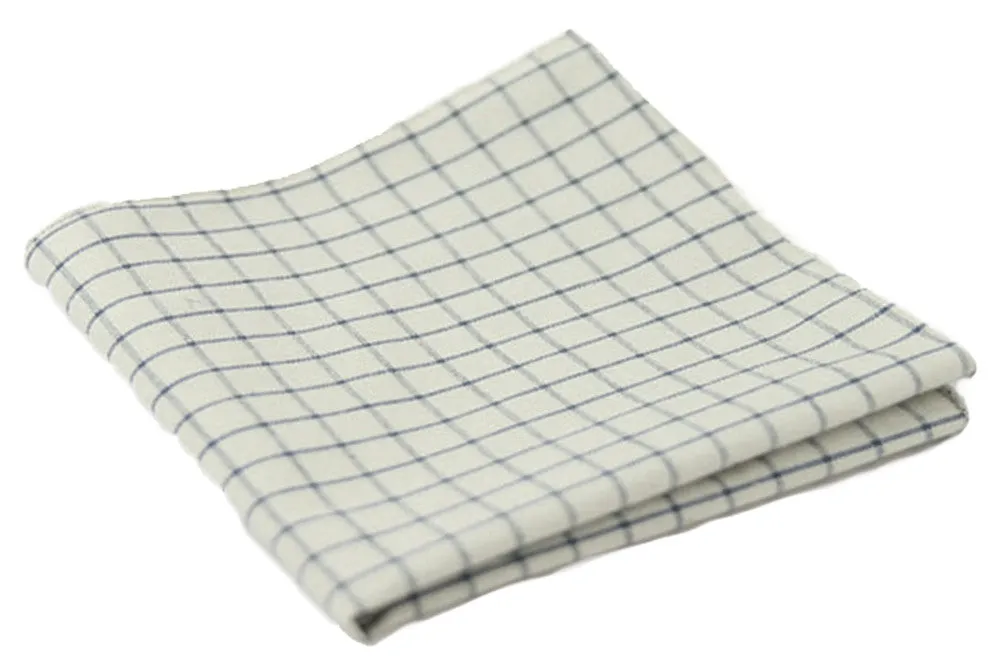 White / Midnight Blue Gingham Pocket Square - [2017 Spring]