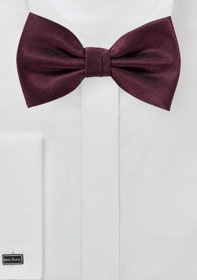 Wine Herringbone Bowtie