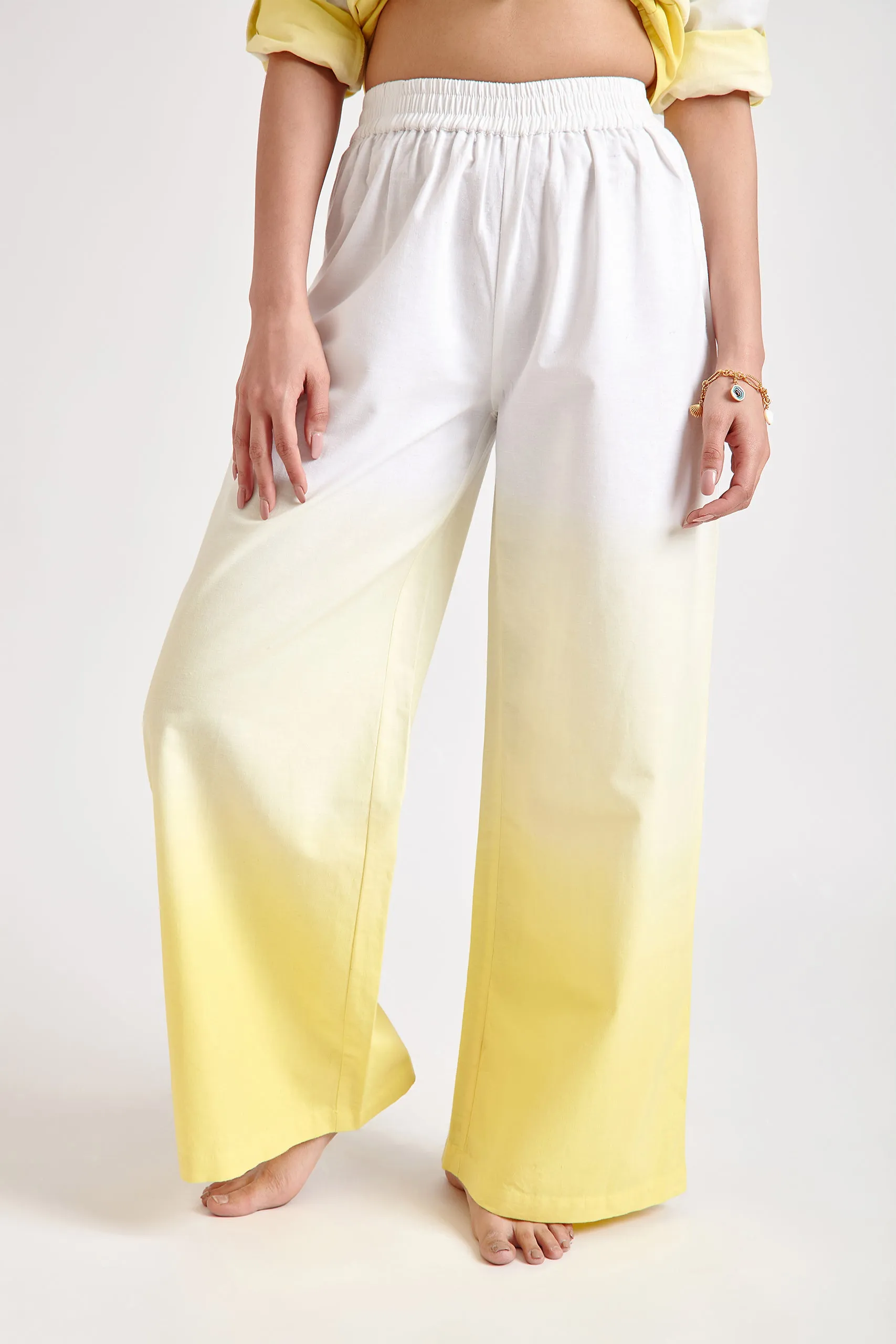 Yellow Ombre oversized Shirt and Trouser Set